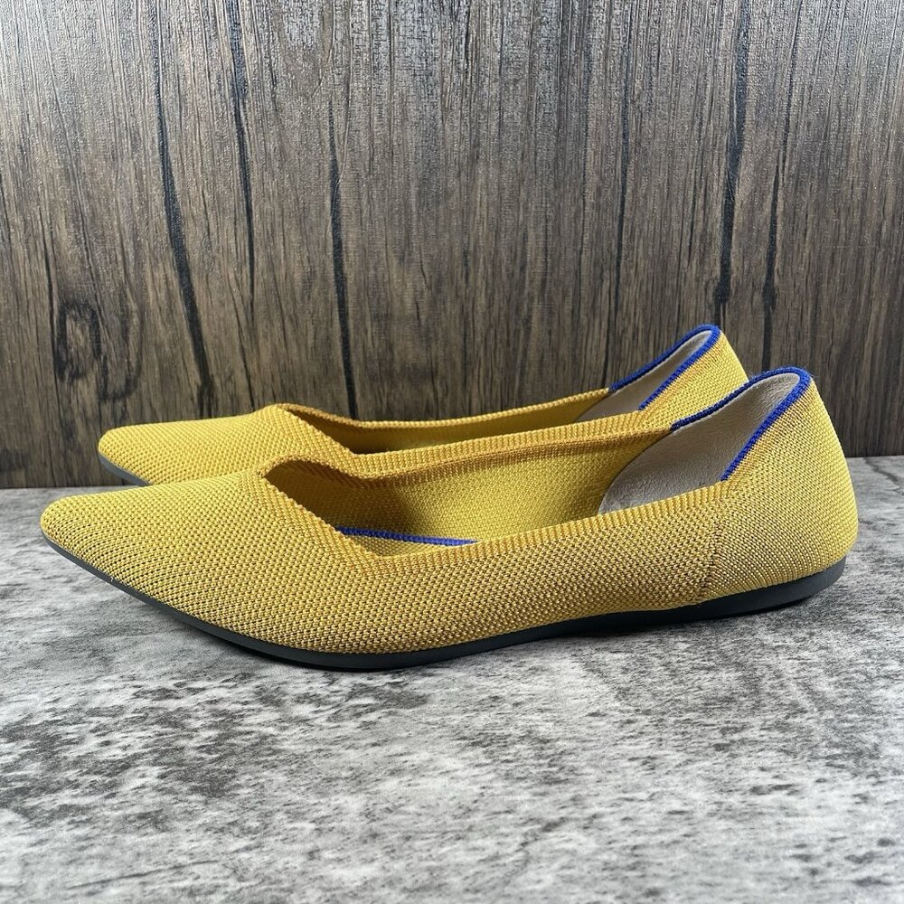 Rothy’s The Point Authentic Ballet Flats Marigold Yellow Knit Flats Size 8.5 EUC - Picture 4 of 9